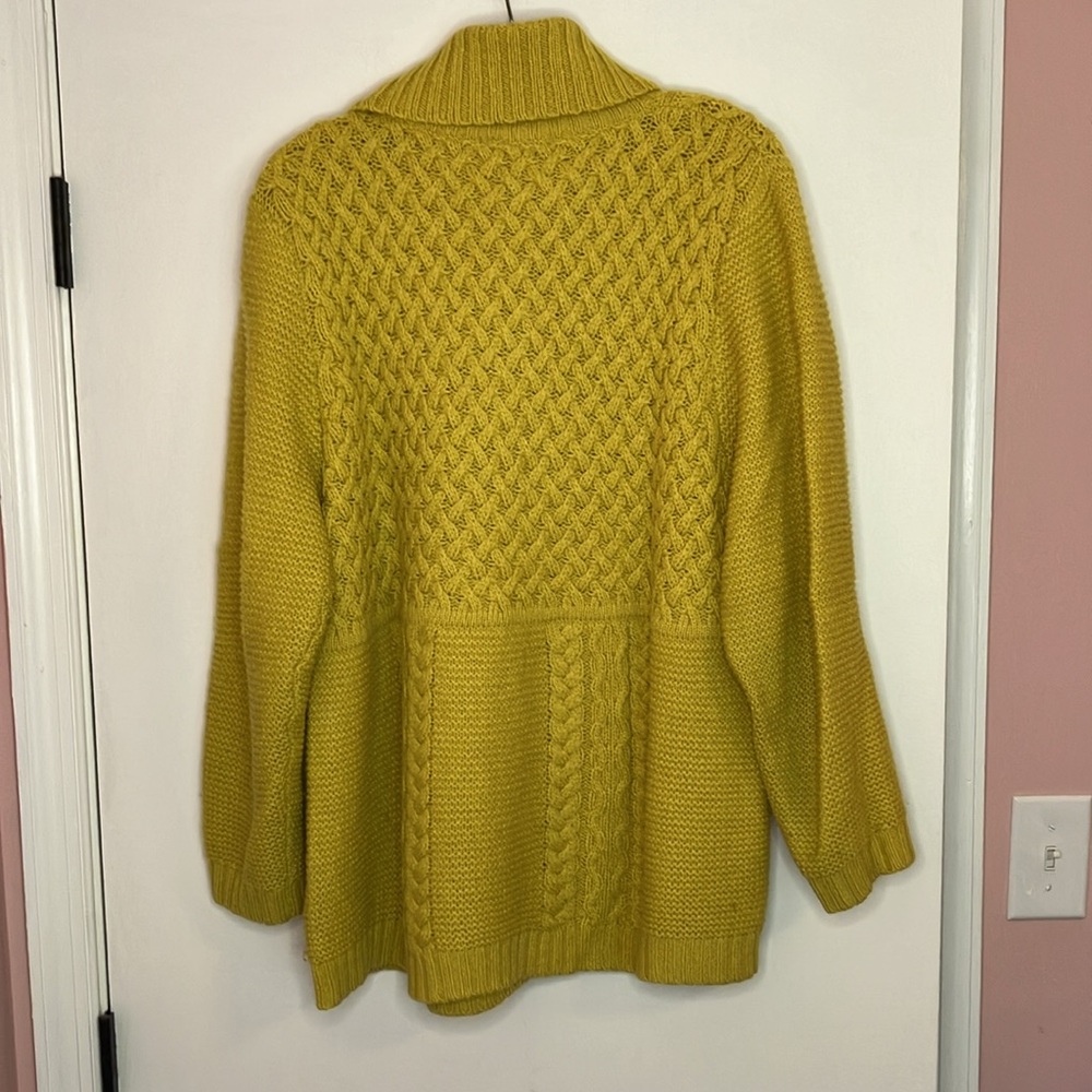 Boden Yellow Cable Knit Turtleneck Swing Sweater - Picture 5 of 9
